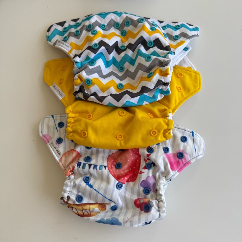Yellow and Blue Diaper Covers with Elastic Edges